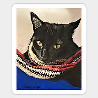 Black Cat with Scarf Sticker